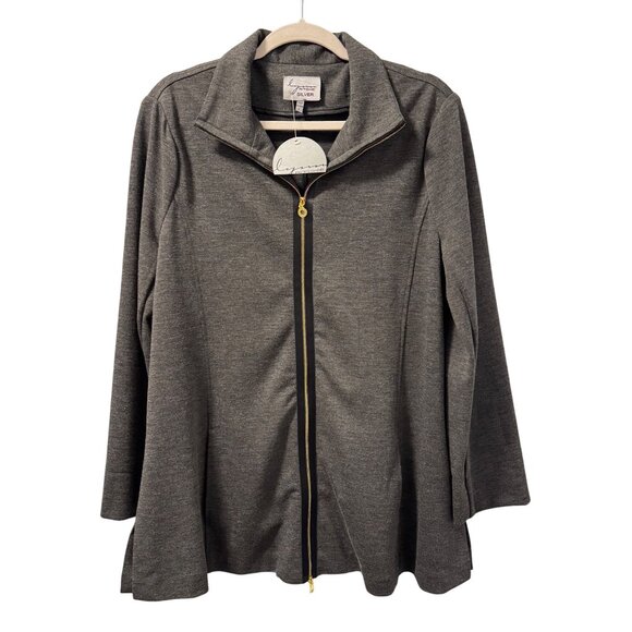 Lynne Richie Gray Zip-Up Jacket Sz Large Knit jacket. NWT - Picture 2 of 12